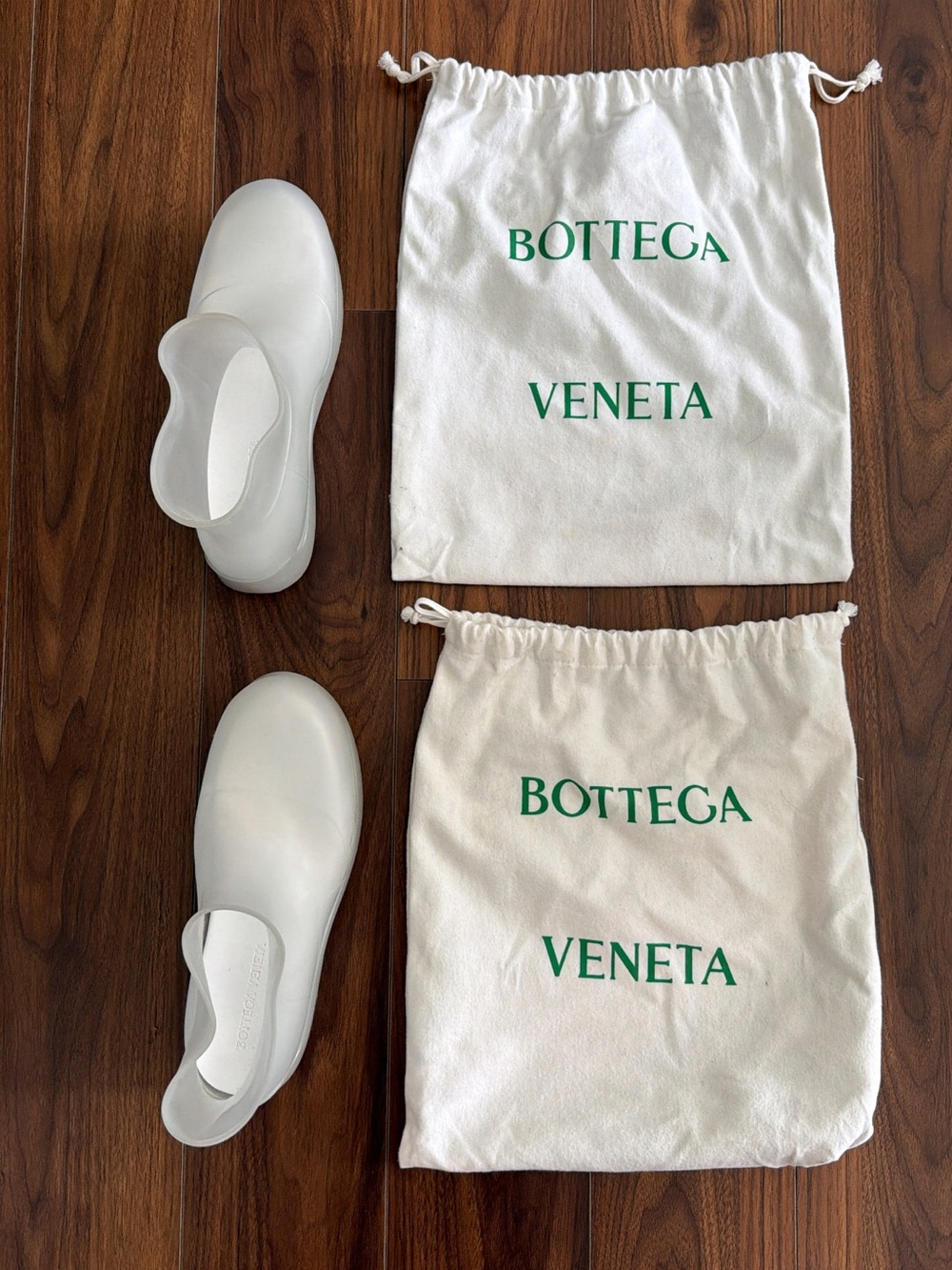 Bottega Veneta White Slip-On Rubber Clogs